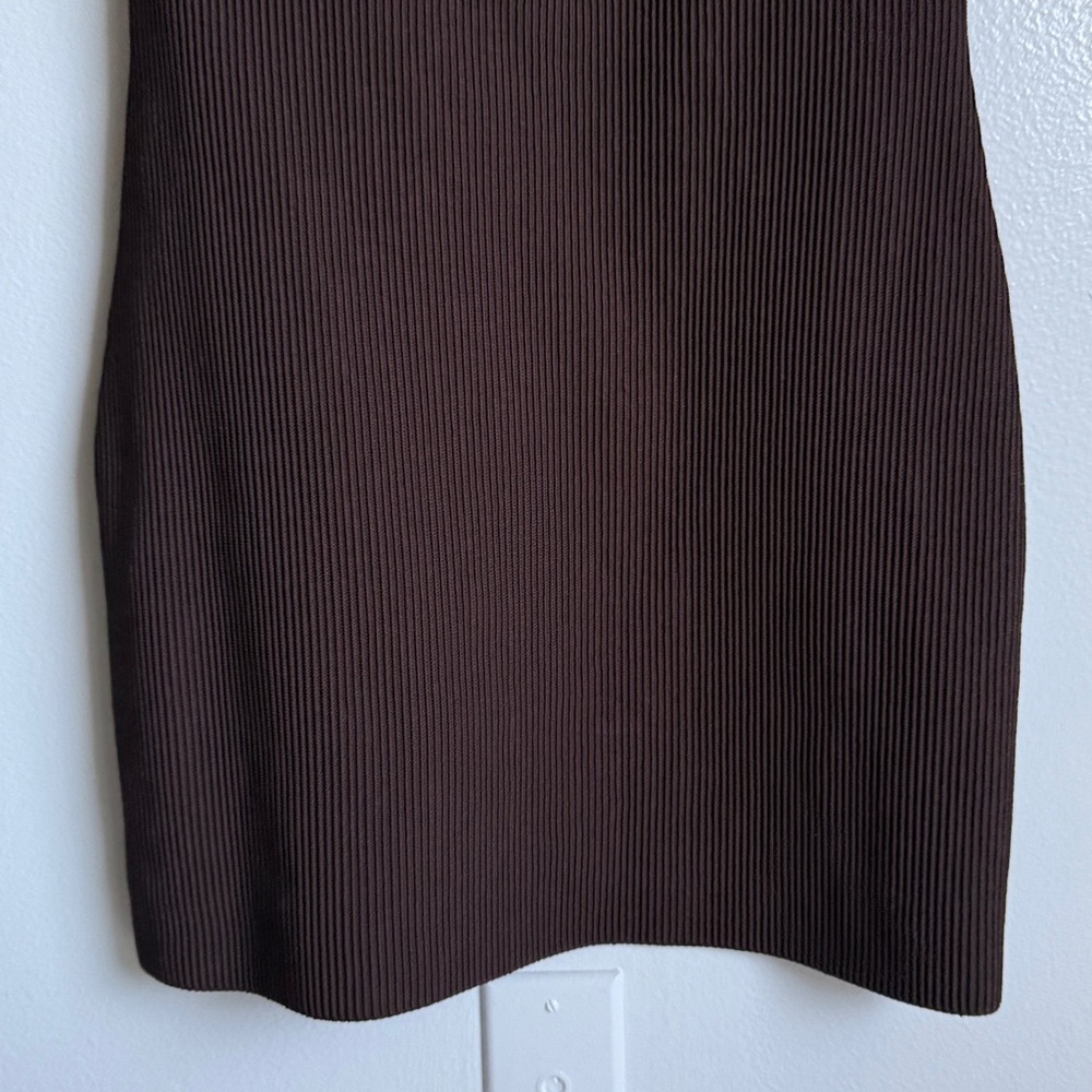 Aritzia Babaton Brown Sculpt Knit Criss Cross Midi Dress, Bodycon, X-Large, XL - Picture 7 of 8